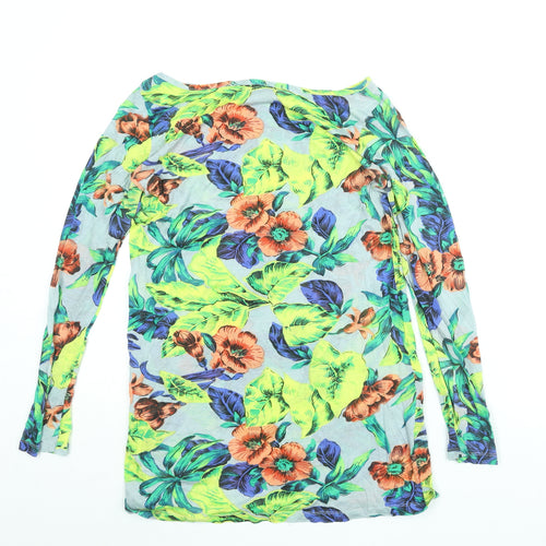 French Connection Womens Multicoloured Floral Polyester Basic Blouse Size M Boat Neck