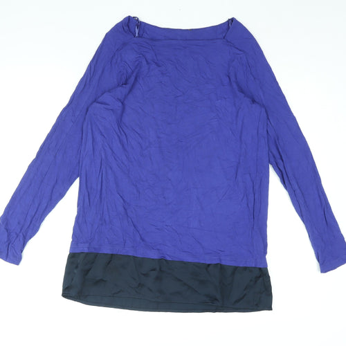 Marks and Womens Blue Viscose Basic Blouse Size 14 Square Neck