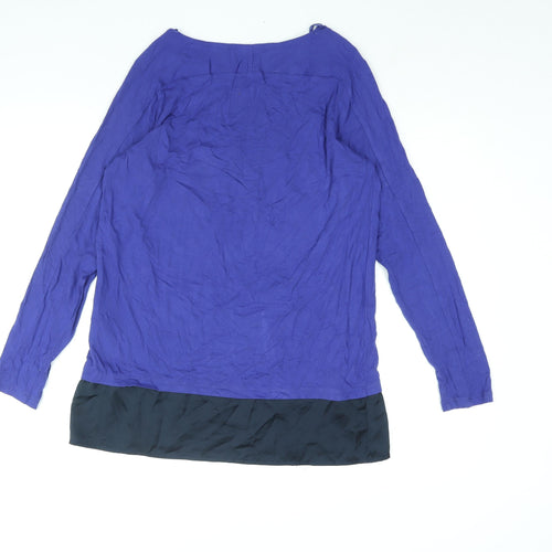 Marks and Womens Blue Viscose Basic Blouse Size 14 Square Neck