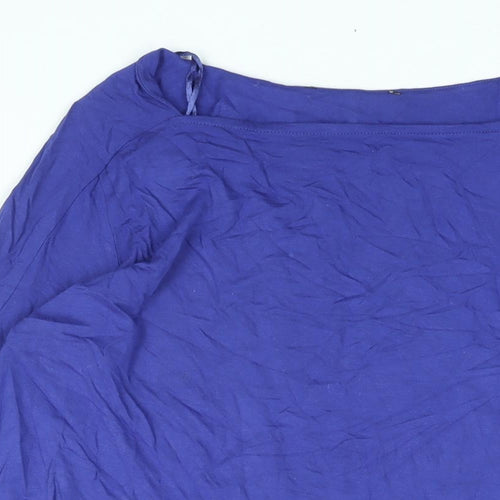 Marks and Womens Blue Viscose Basic Blouse Size 14 Square Neck