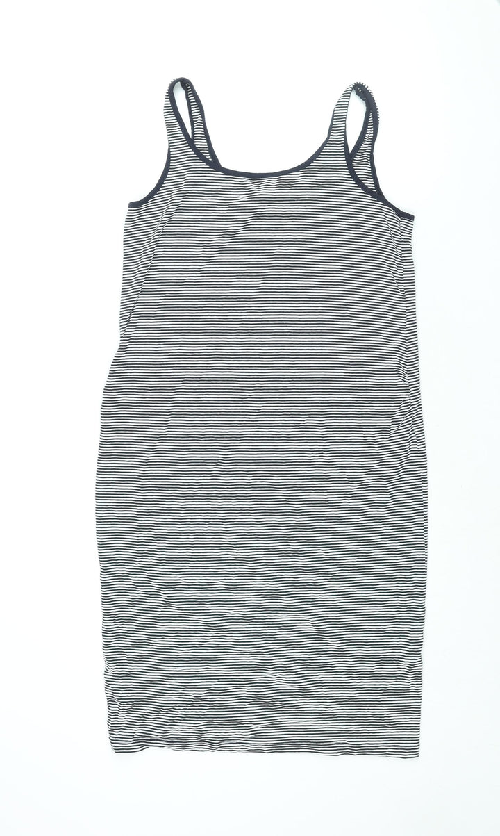 Blooming Marvellous Womens Blue Striped Viscose Tank Dress Size 14 Scoop Neck Pullover