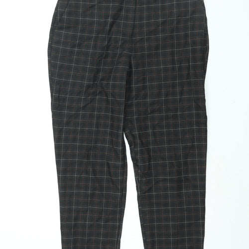 Dorothy Perkins Womens Black Check Polyester Trousers Size 12 L25 in Regular Zip