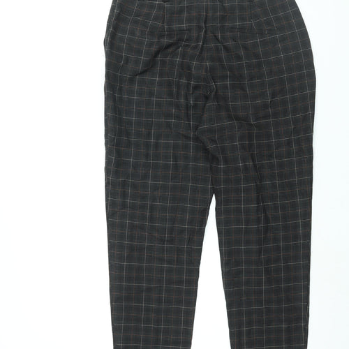 Dorothy Perkins Womens Black Check Polyester Trousers Size 12 L25 in Regular Zip