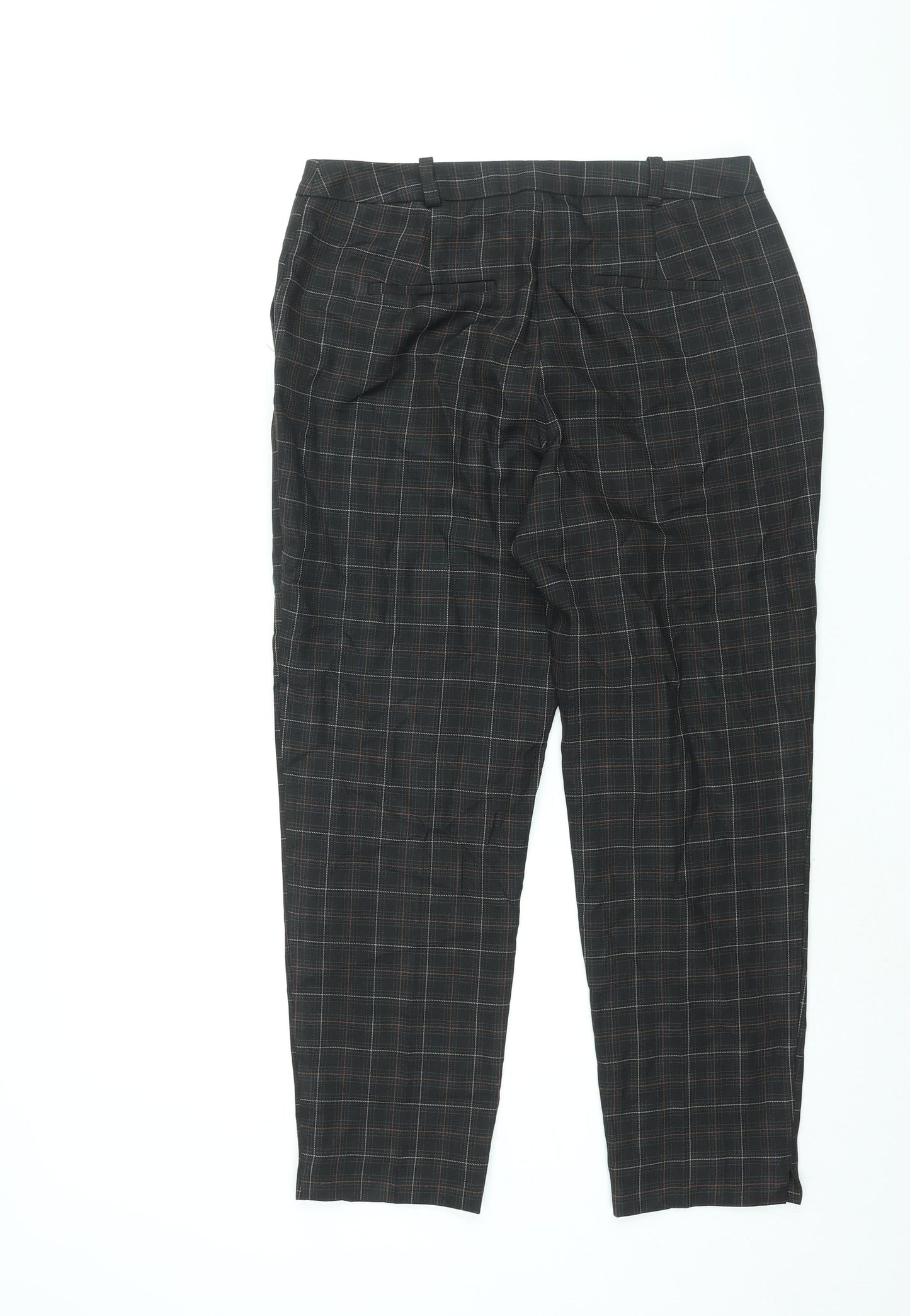 Dorothy Perkins Womens Black Check Polyester Trousers Size 12 L25 in Regular Zip