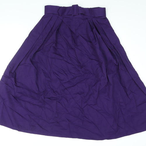 Yessica Womens Purple Polyester A-Line Skirt Size 16 Zip - Belted