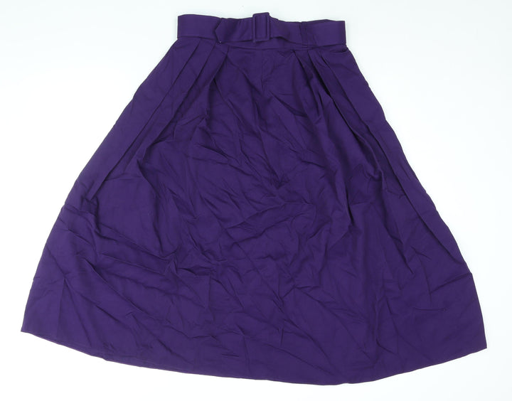 Yessica Womens Purple Polyester A-Line Skirt Size 16 Zip - Belted