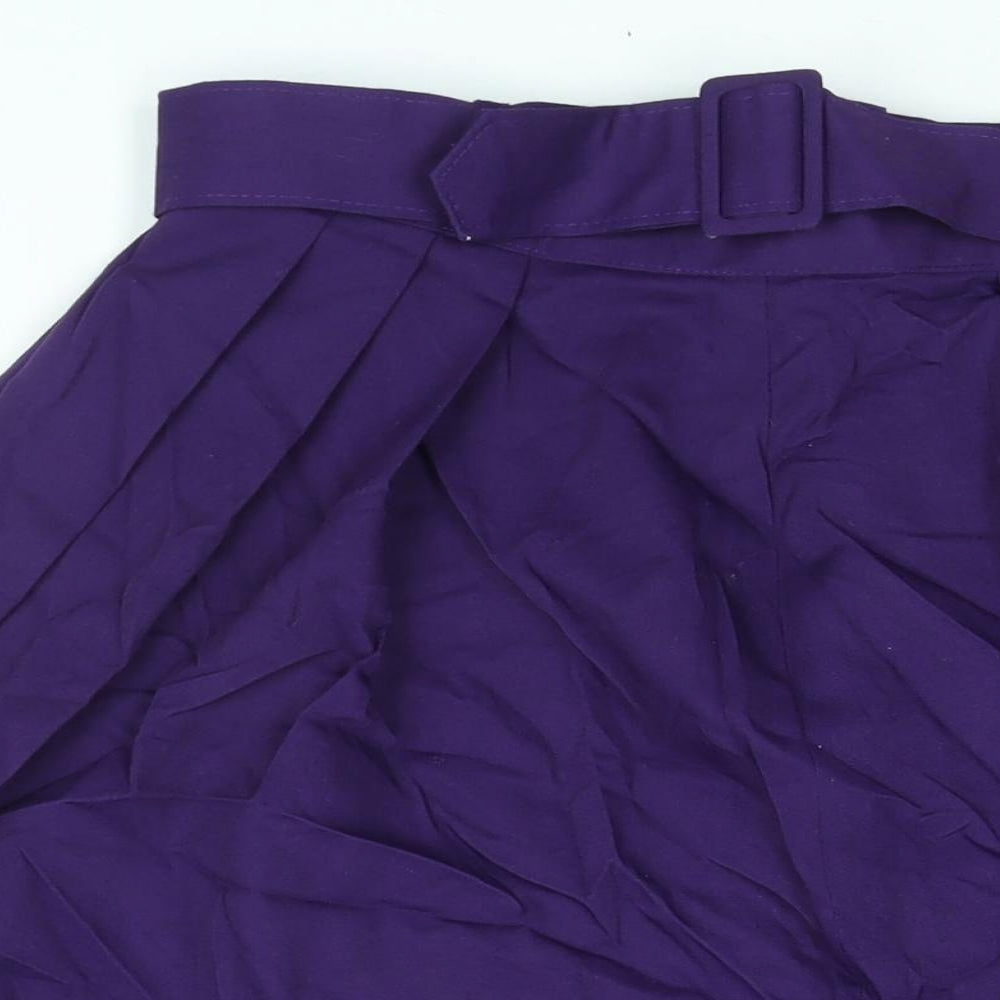 Yessica Womens Purple Polyester A-Line Skirt Size 16 Zip - Belted