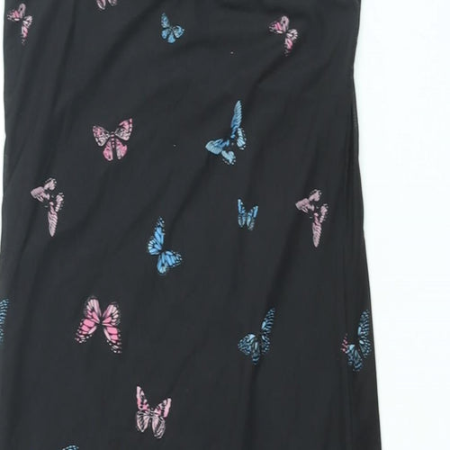 New Look Girls Black Geometric Polyester Tank Dress Size 10-11 Years Square Neck Pullover - Butterfly Print