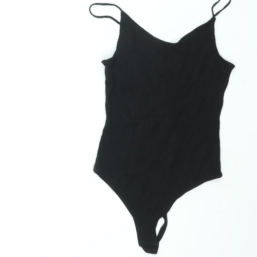 H&M Womens Black Viscose Bodysuit One-Piece Size S Snap