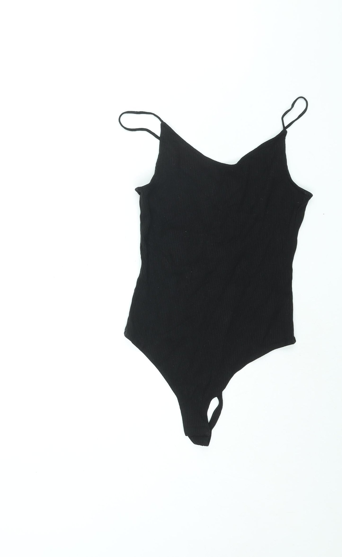 H&M Womens Black Viscose Bodysuit One-Piece Size S Snap