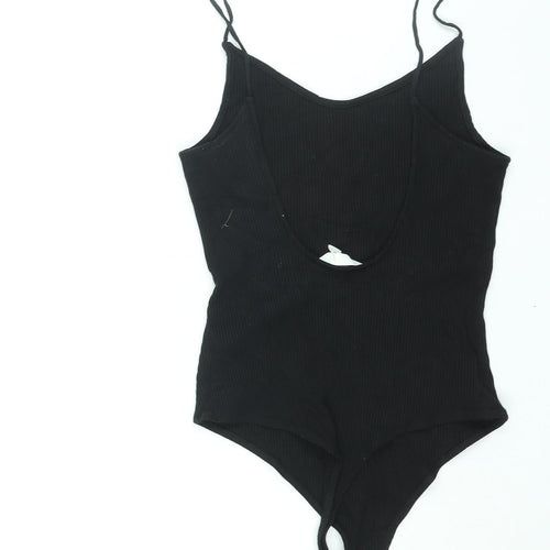 H&M Womens Black Viscose Bodysuit One-Piece Size S Snap