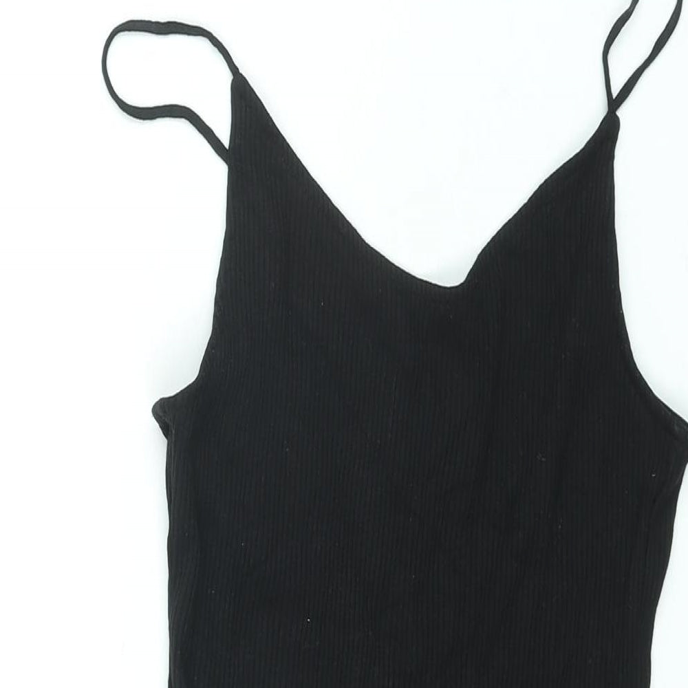 H&M Womens Black Viscose Bodysuit One-Piece Size S Snap