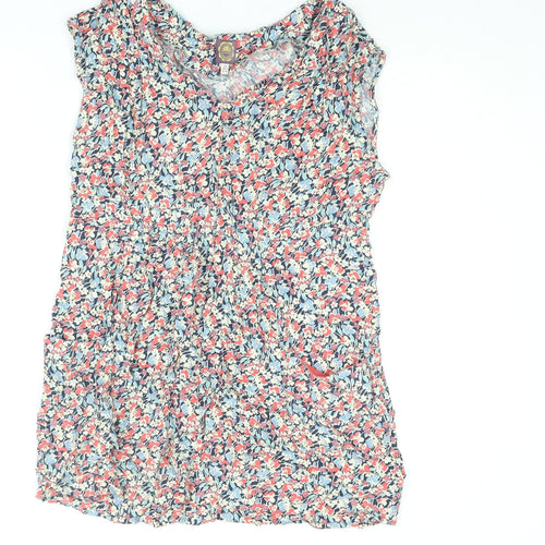 Jopules Womens Multicoloured Floral Viscose Mini Size 14 V-Neck Pullover
