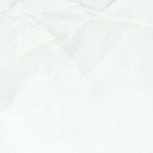 Zara Womens White Polyester Basic Blouse Size L V-Neck - Semi Sheer