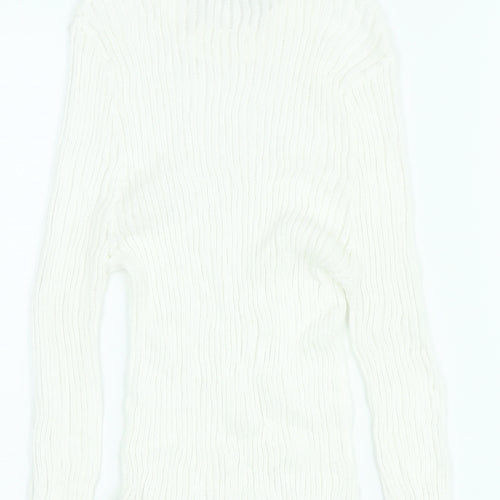 Zara Womens White Mock Neck Viscose Pullover Jumper Size S