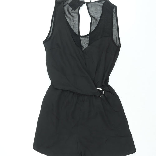 Miss Selfridge Womens Black Polyester Playsuit One-Piece Size 8 Button - Buckle