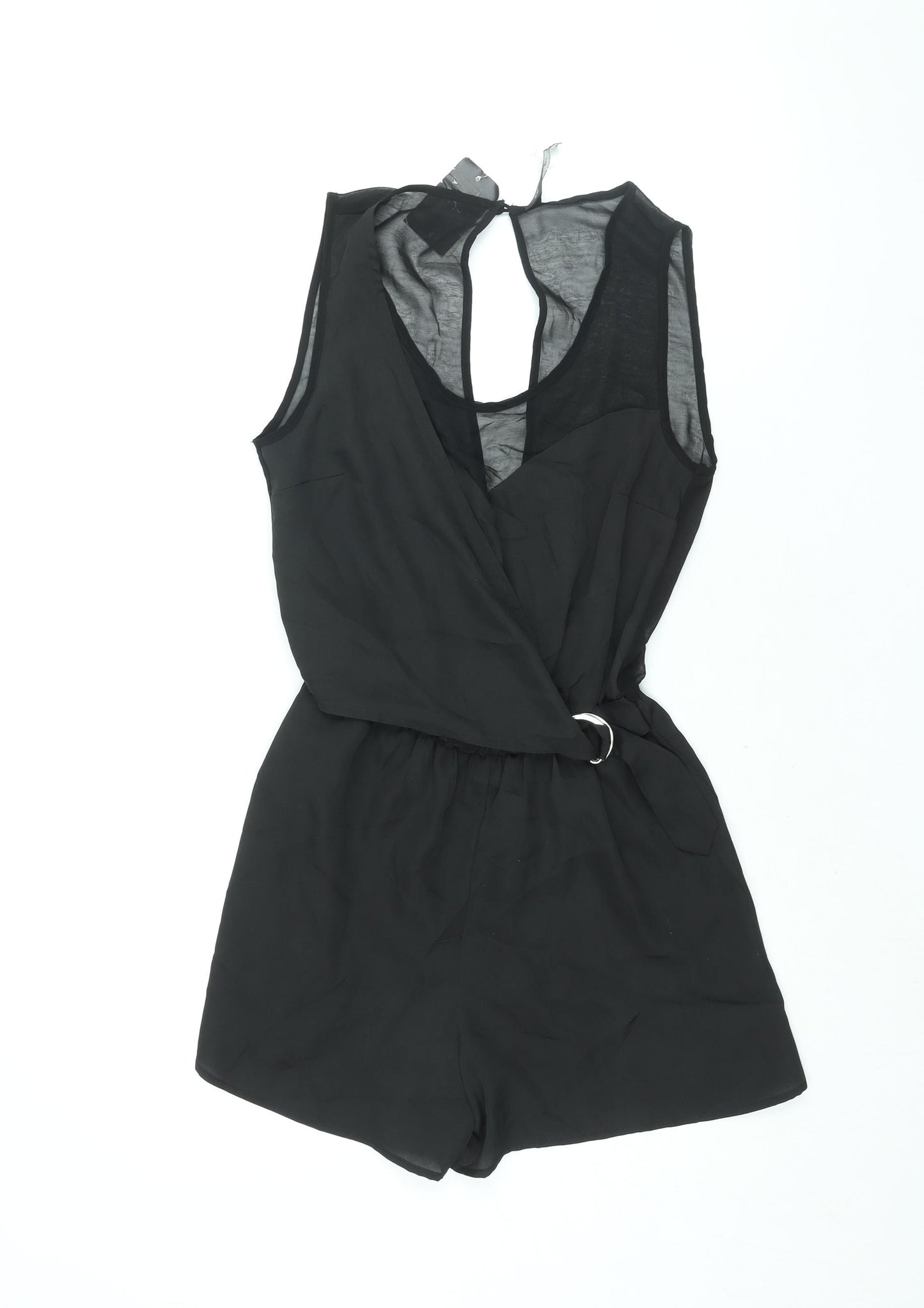 Miss Selfridge Womens Black Polyester Playsuit One-Piece Size 8 Button - Buckle