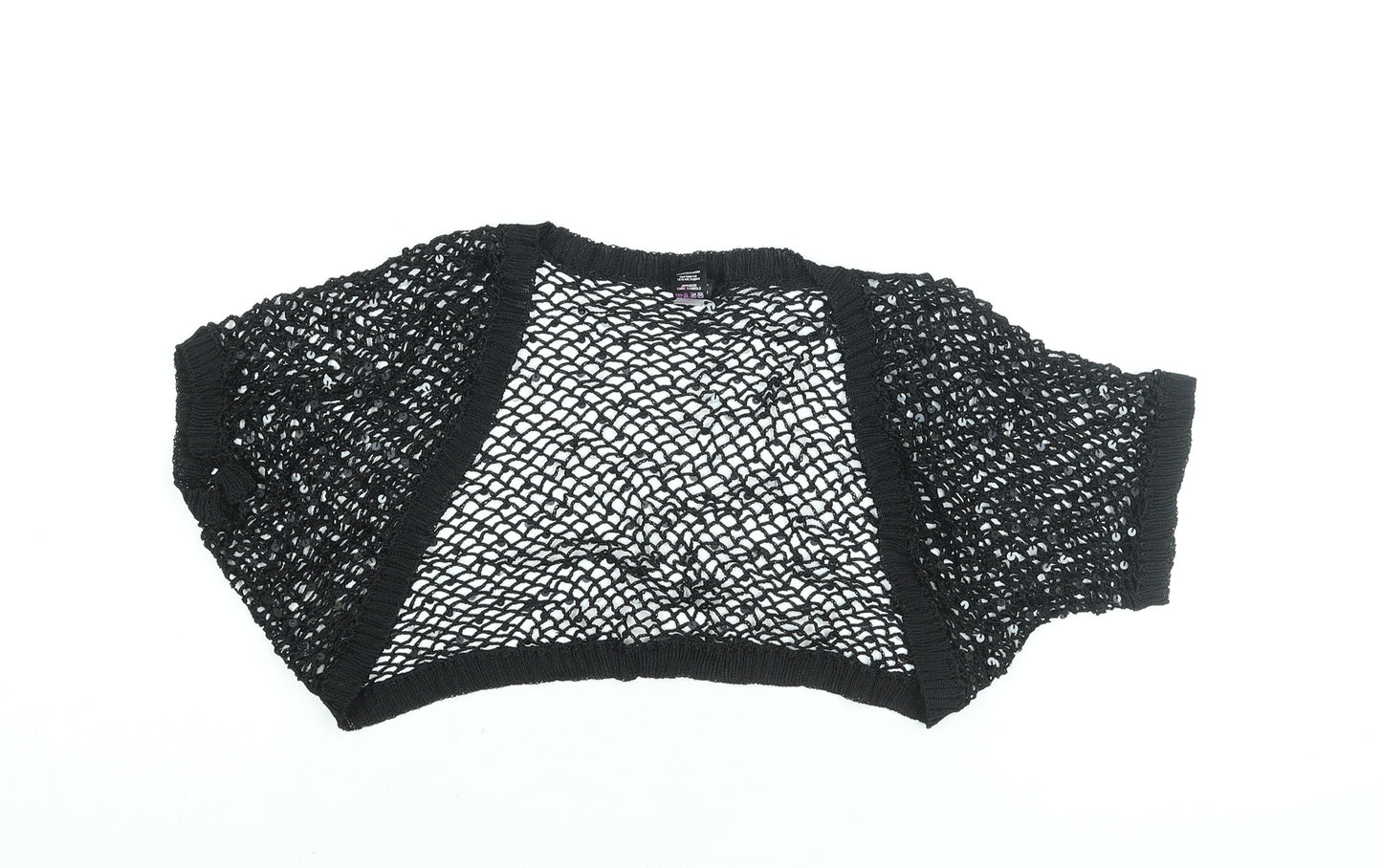 NEXT Womens Black V-Neck Viscose Shrug Jumper Size M - Sequin Size M-L