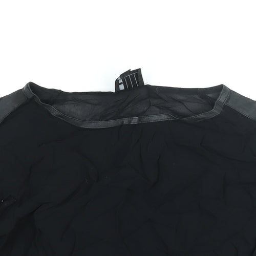 AMES Womens Black Viscose Basic Blouse Size 6 Boat Neck - Taped Sleeves