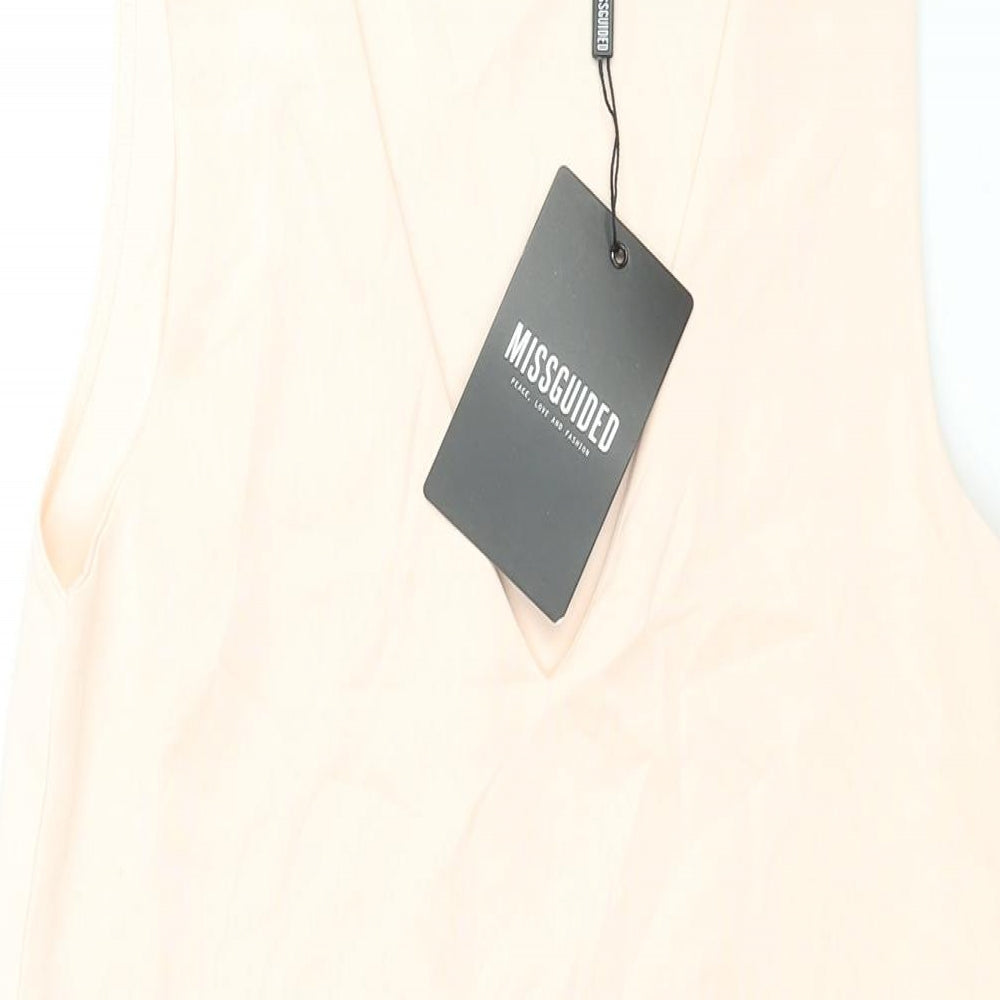 Missguided Womens Pink Polyester Shift Size 8 V-Neck Pullover