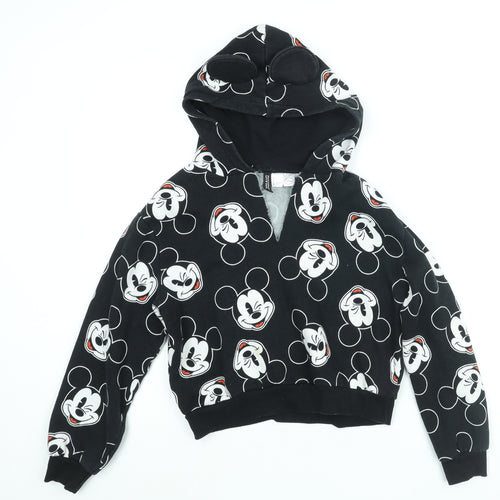 Divided by H&M Womens Black Geometric Cotton Pullover Hoodie Size S Pullover - Disney Mickey Mouse Ears