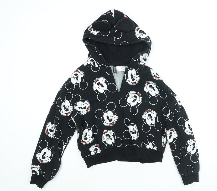 Divided by H&M Womens Black Geometric Cotton Pullover Hoodie Size S Pullover - Disney Mickey Mouse Ears