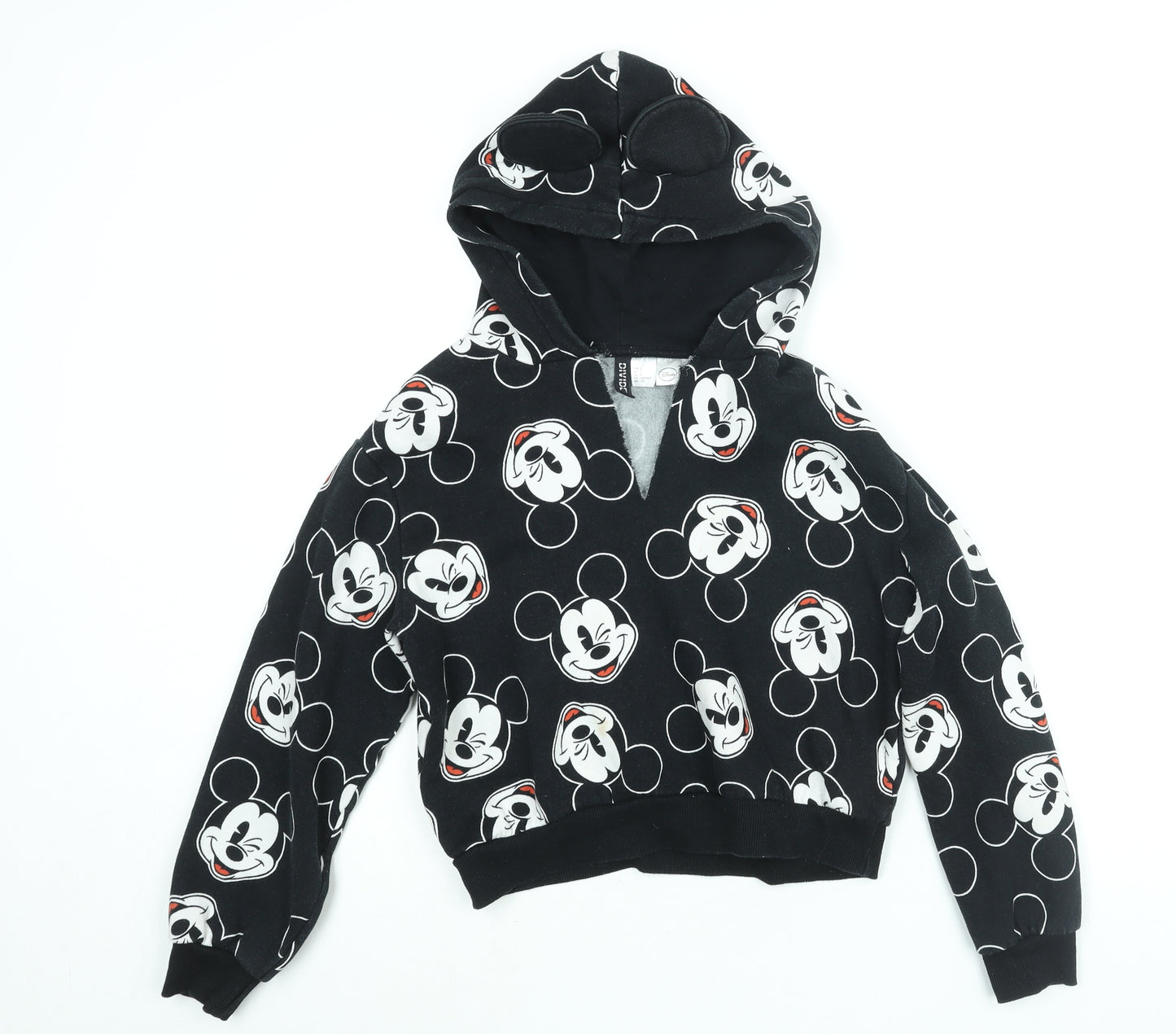 Divided by H&M Womens Black Geometric Cotton Pullover Hoodie Size S Pullover - Disney Mickey Mouse Ears