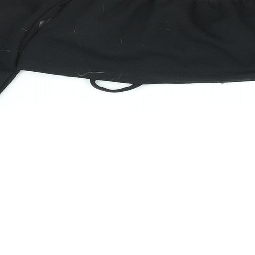 PRETTYLITTLETHING Womens Black Polyester Cropped Blouse Size 4 Off the Shoulder - Drawstring Detail
