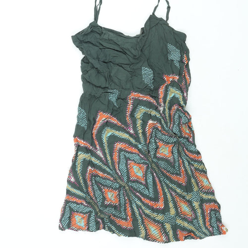 Mango Womens Green Geometric Viscose Mini Size M Scoop Neck Pullover