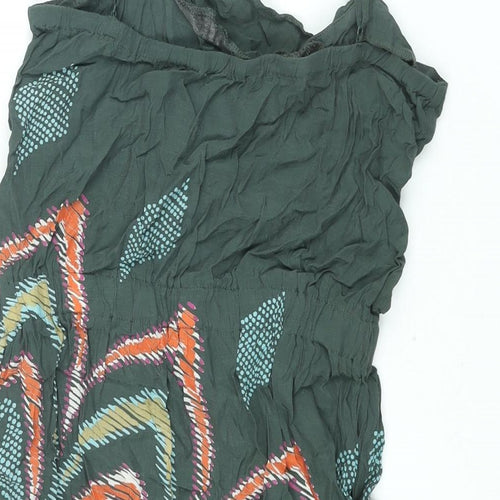Mango Womens Green Geometric Viscose Mini Size M Scoop Neck Pullover