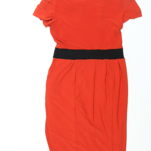 Autograph Womens Red Polyester Pencil Dress Size 10 Round Neck Pullover - Draped