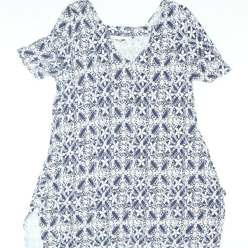 Roman Womens Blue Geometric Viscose Shift Size 20 Round Neck Pullover