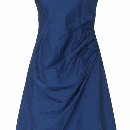 Marie Blanc Womens Blue Polyester A-Line Size 12 Round Neck Zip - Mushroom Hem