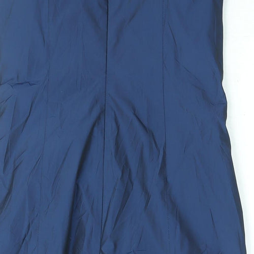 Marie Blanc Womens Blue Polyester A-Line Size 12 Round Neck Zip - Mushroom Hem