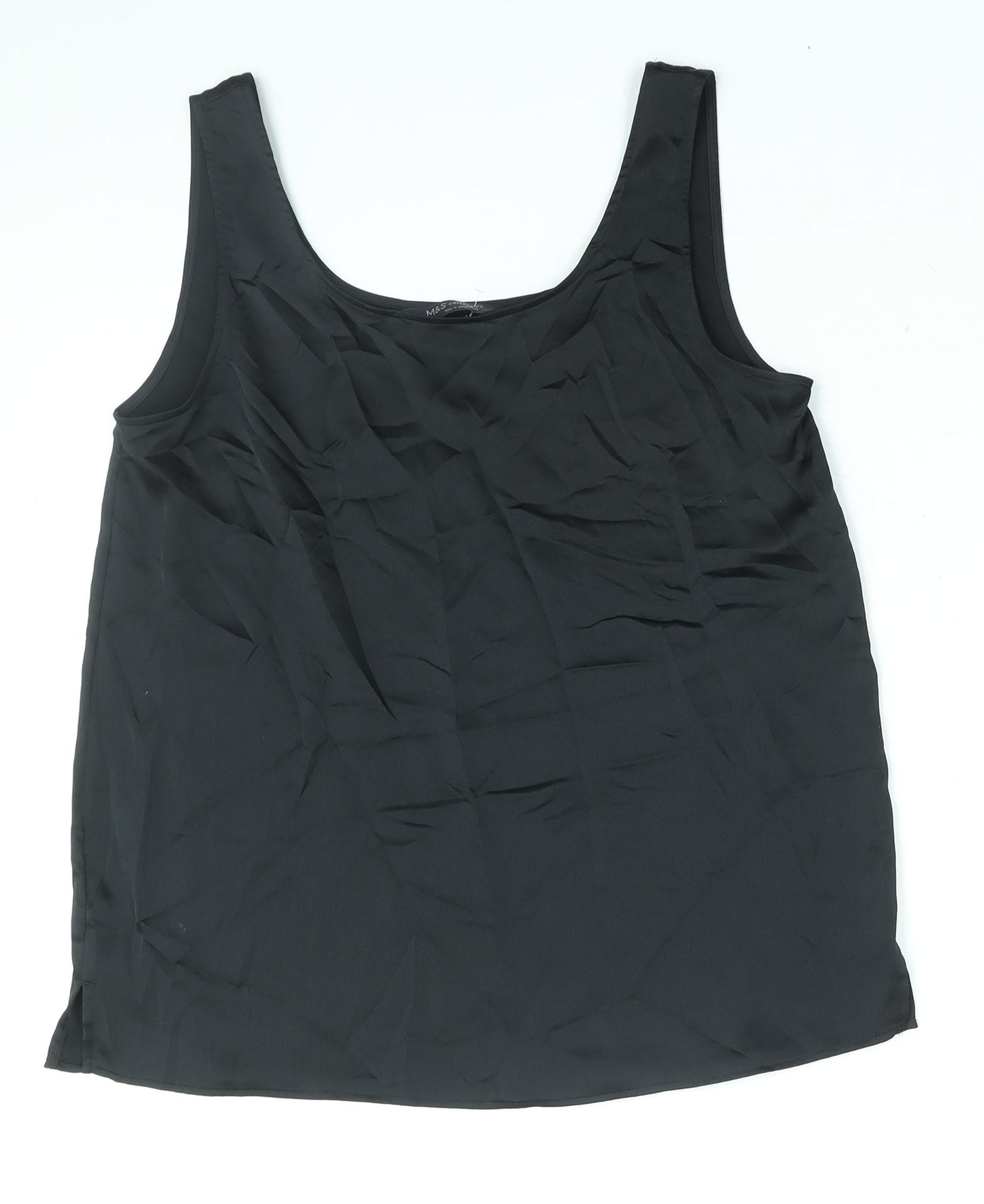 Marks and Spencer Womens Black Polyester Camisole Blouse Size 10 Scoop Neck