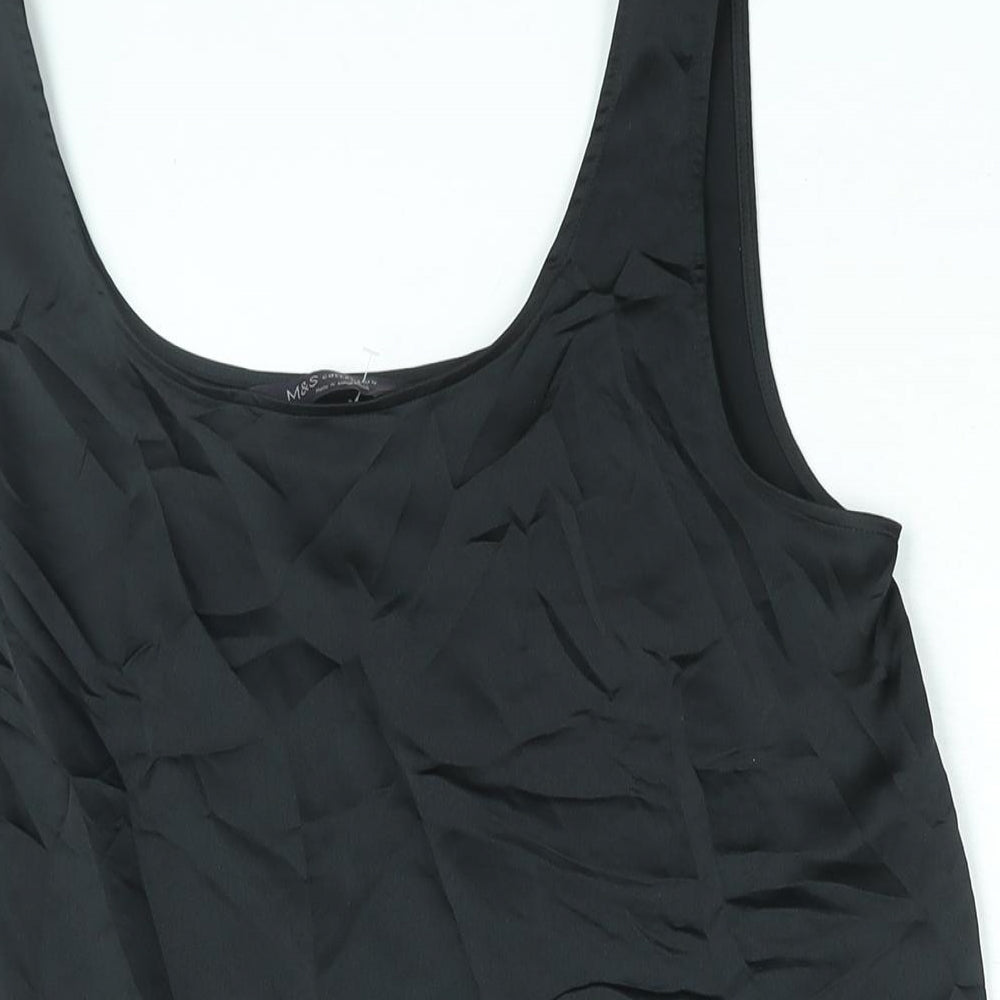 Marks and Spencer Womens Black Polyester Camisole Blouse Size 10 Scoop Neck