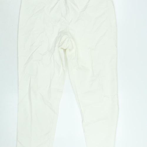 PURE Collection Womens White Cotton Cropped Trousers Size 14 L24 in Regular Zip