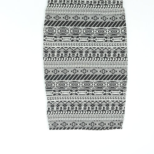 The Sting Womens Black Fair Isle Cotton Bandage Skirt Size S