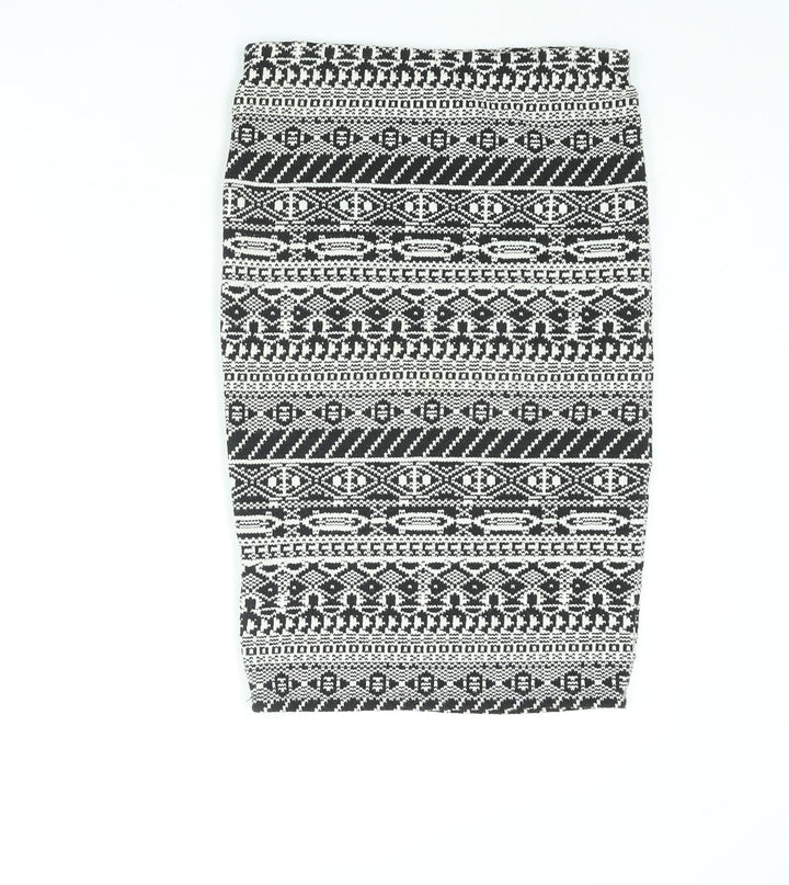 The Sting Womens Black Fair Isle Cotton Bandage Skirt Size S