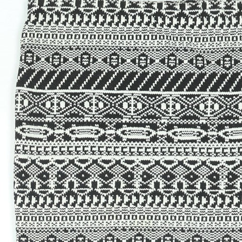 The Sting Womens Black Fair Isle Cotton Bandage Skirt Size S
