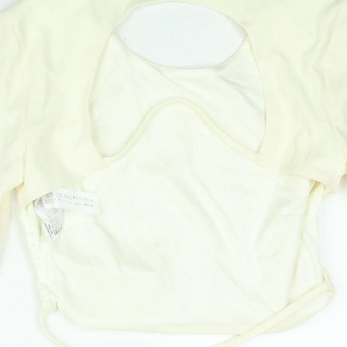 Zara Womens Ivory Polyester Cropped Blouse Size L Round Neck - Backless