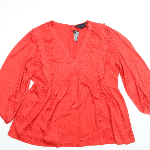 Lovedrobe Womens Red Geometric Polyester A-Line Size 22 V-Neck Button