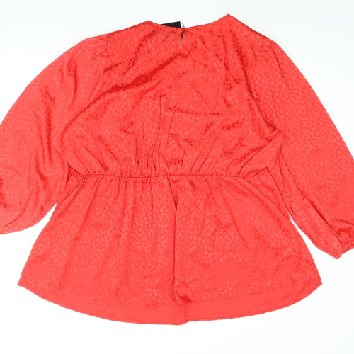 Lovedrobe Womens Red Geometric Polyester A-Line Size 22 V-Neck Button