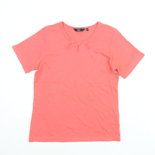 EWM Womens Pink Cotton Basic T-Shirt Size S Round Neck