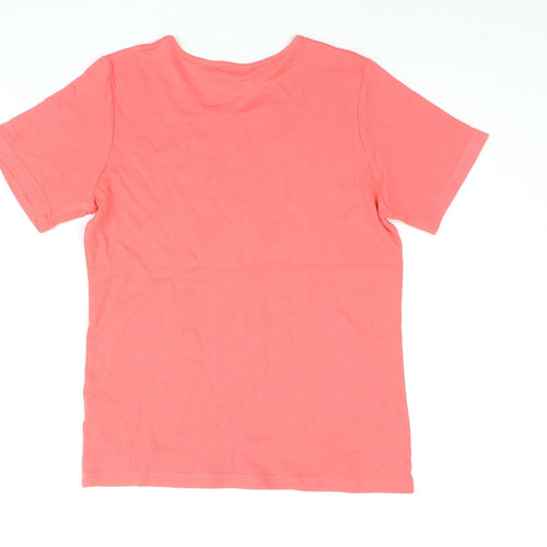 EWM Womens Pink Cotton Basic T-Shirt Size S Round Neck