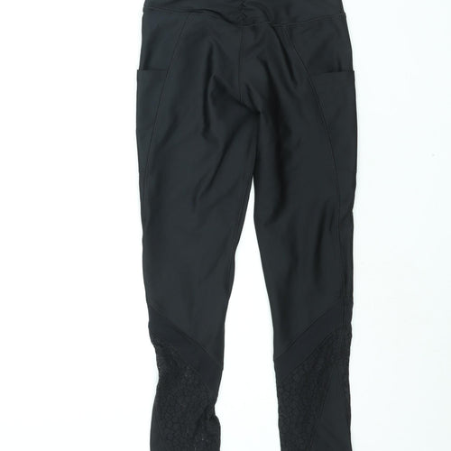 Lipsy Womens Black Polyester Compression Leggings Size 10 L26 in Regular Pullover - Lace Panel