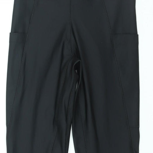 Lipsy Womens Black Polyester Compression Leggings Size 10 L26 in Regular Pullover - Lace Panel