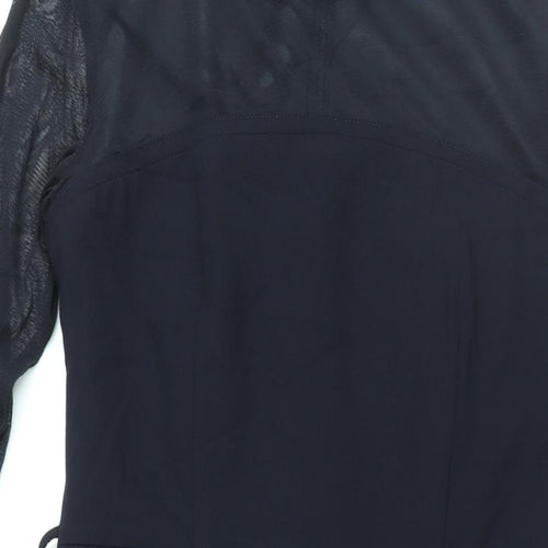 NEXT Womens Blue Polyester Sheath Size 12 Round Neck Zip - Mesh Panel