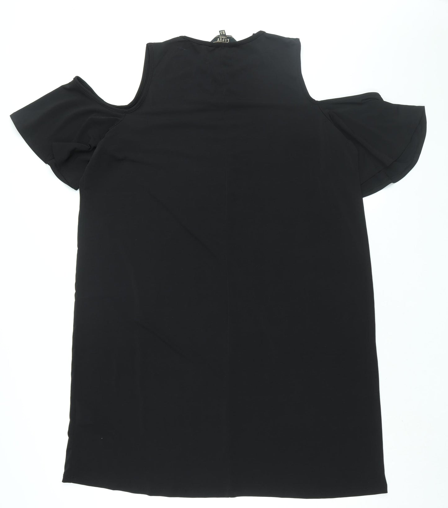 Lipsy Womens Black Polyester Shift Size 16 Round Neck Pullover - Cold Shoulder