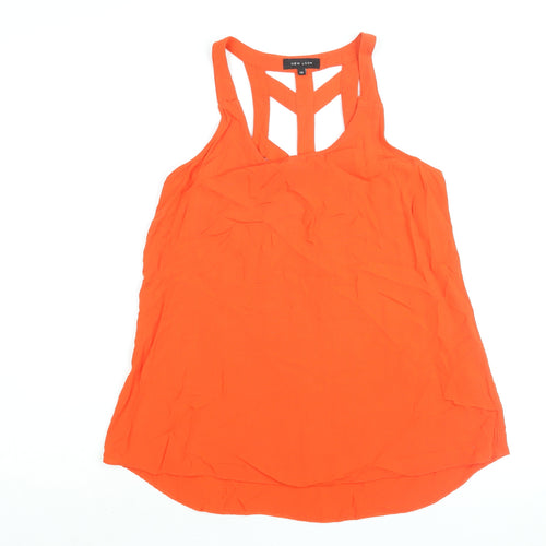 New Look Womens Red Viscose Camisole Blouse Size 10 Scoop Neck - Cut Out Detail
